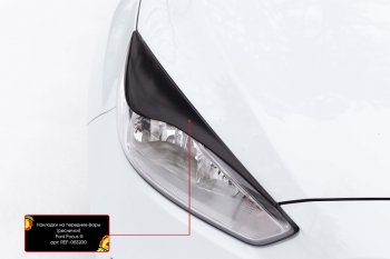 819 р. Реснички на фары RA Ford Focus 3 седан рестайлинг (2014-2019) (Неокрашенные)  с доставкой в г. Вологда. Увеличить фотографию 3