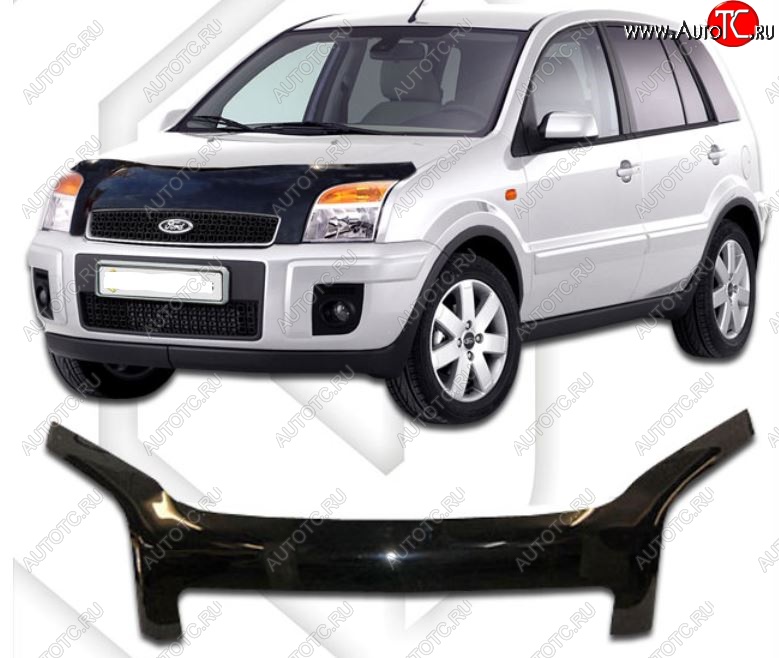 2 899 р. Дефлектор капота CA-Plastiс  Ford Fusion  1 (2002-2012) хэтчбэк дорестайлинг,  рестайлинг, хэтчбэк (Classic черный, Без надписи)  с доставкой в г. Вологда