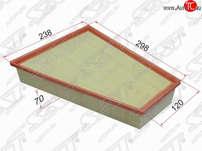 389 р. Фильтр воздушный двигателя SAT (298/120х238х70 mm)  Ford Galaxy  2 (2006-2015), Ford Mondeo (2007-2014), Volvo S80 ( AS60 седан,  AS40,AS70, AS90) (2006-2016), Volvo V70 (2008-2016)  с доставкой в г. Вологда