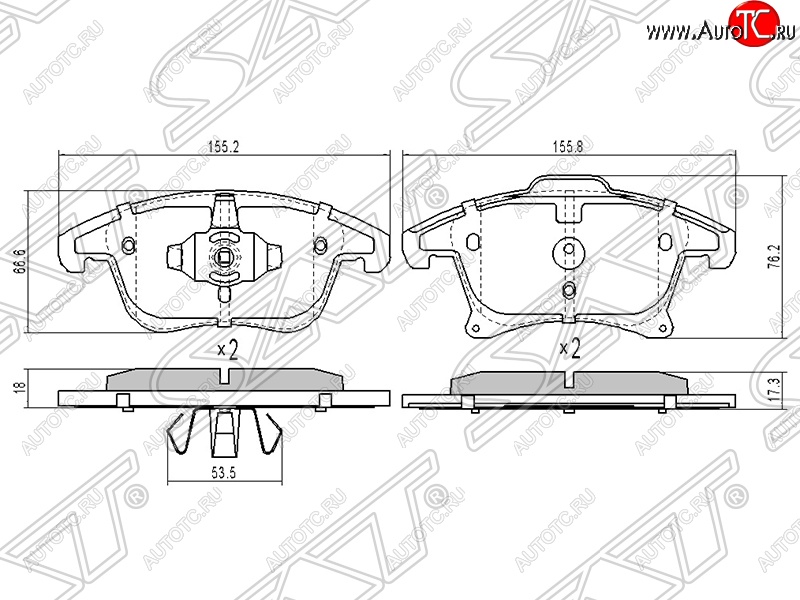 1 399 р. Колодки тормозные SAT (передние) Ford Mondeo MK5 CD391 дорестайлинг седан (2014-2018)  с доставкой в г. Вологда