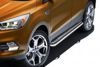 Защита порогов Slitkoff (d57, с листом) Ford Kuga 2 рестайлинг (2016-2019) (Нержавейка)