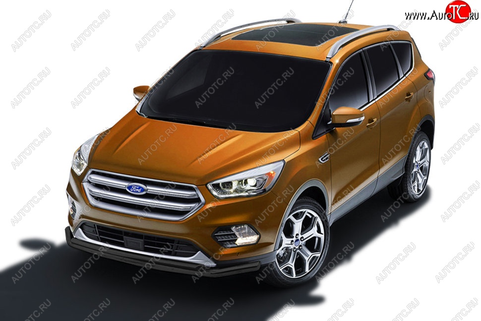 8 199 р. Защита заднего бампера Slitkoff (двойная, d57/42) Ford Kuga 2 рестайлинг (2016-2019) (Сталь с полимерным покрытием. Цвет: чёрный)  с доставкой в г. Вологда