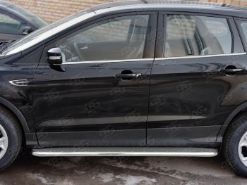 35 549 р. Широкая защита порогов с трубой d42 мм с нержавеющим листом SLITKOFF v3 Ford Kuga 2 рестайлинг (2016-2019)  с доставкой в г. Вологда. Увеличить фотографию 3