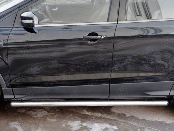 19 999 р. Защита порогов из круглой трубы диаметром 63 мм SLITKOFF v3 Ford Kuga 2 рестайлинг (2016-2019)  с доставкой в г. Вологда. Увеличить фотографию 3
