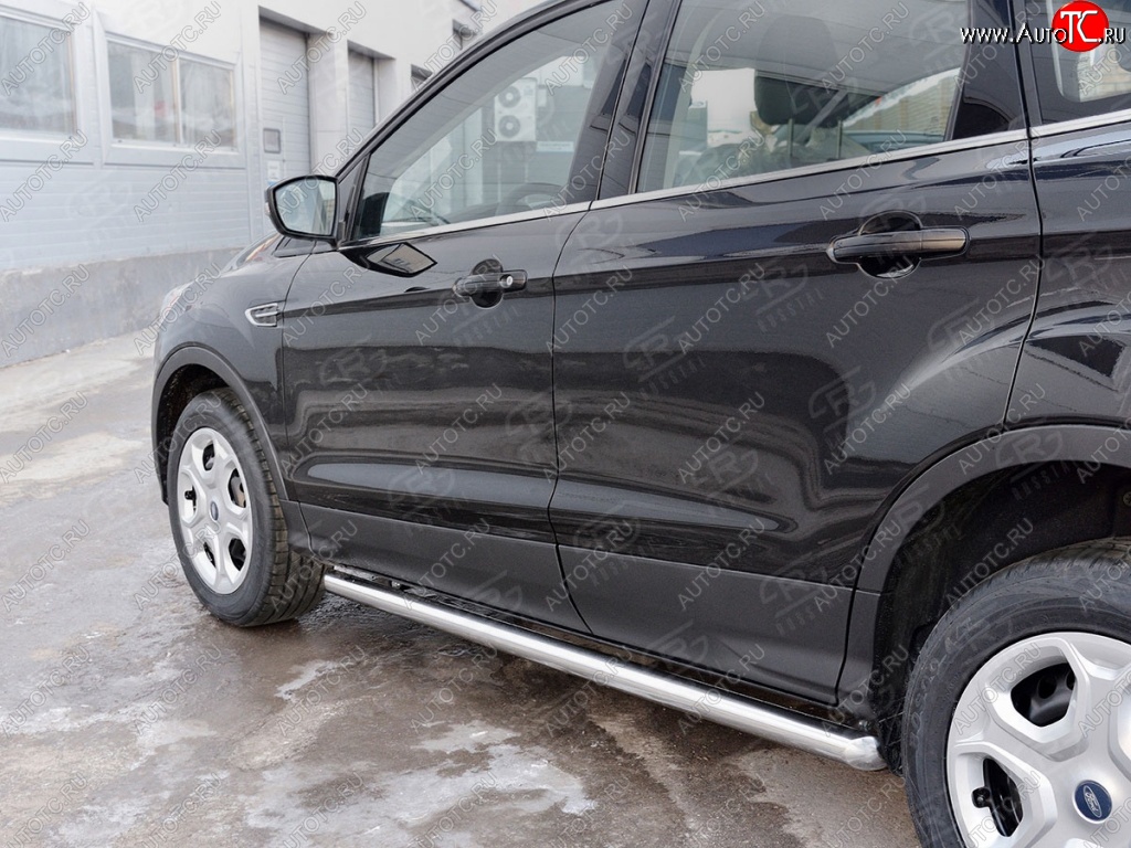 19 999 р. Защита порогов из круглой трубы диаметром 63 мм SLITKOFF v3 Ford Kuga 2 рестайлинг (2016-2019)  с доставкой в г. Вологда