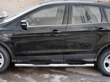 24 549 р. Защита порогов с пластиковыми вставками для ног из круглой трубы d76 мм SLITKOFF v3 Ford Kuga 2 рестайлинг (2016-2019)  с доставкой в г. Вологда. Увеличить фотографию 2