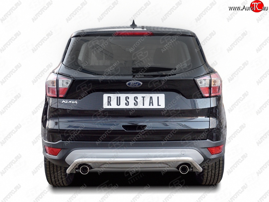 12 999 р. Защита заднего бампера (Ø42 мм волна, нержавейка) SLITKOFF Ford Kuga 2 рестайлинг (2016-2019)  с доставкой в г. Вологда