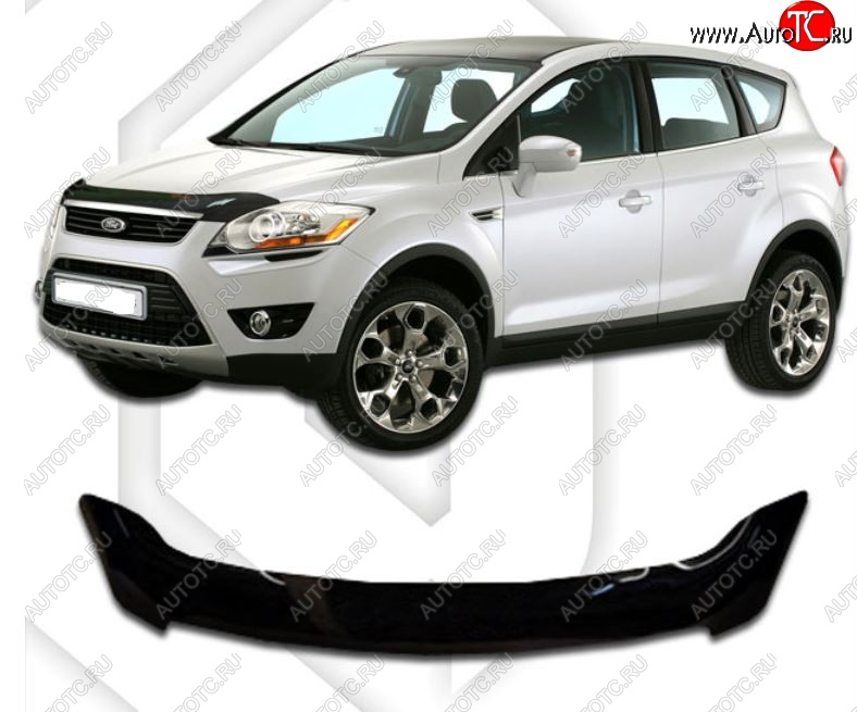 2 199 р. Дефлектор капота CA-Plastic Ford Kuga 1 (2008-2013) (серия Classic черный, Без надписи)  с доставкой в г. Вологда