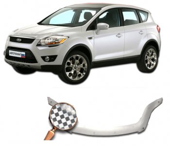 2 479 р. Дефлектор капота CA-Plastiс  Ford Kuga  1 (2008-2013) (серия Шелкография белая)  с доставкой в г. Вологда. Увеличить фотографию 2