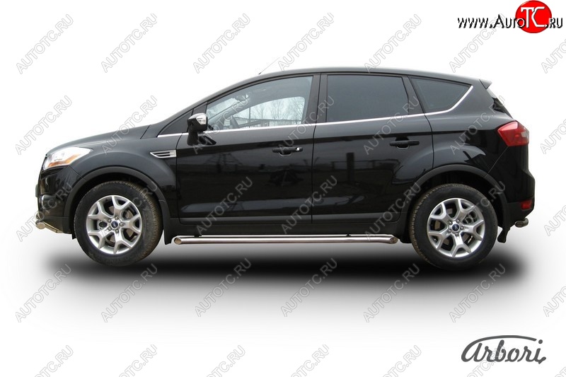 13 319 р. Защита штатных порогов Arbori (с гибами, нержавейка, d57 mm). Ford Kuga 1 (2008-2013)  с доставкой в г. Вологда