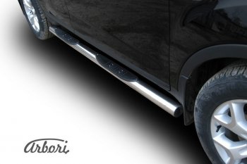 14 579 р. Защита штатных порогов Arbori (с проступью, нержавейка, d76 mm). Ford Kuga 1 (2008-2013)  с доставкой в г. Вологда. Увеличить фотографию 2