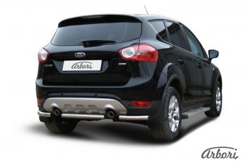 6 389 р. Защита заднего бампера Arbori (уголки, нержавейка, 1 труба d57 mm). Ford Kuga 1 (2008-2013)  с доставкой в г. Вологда. Увеличить фотографию 2