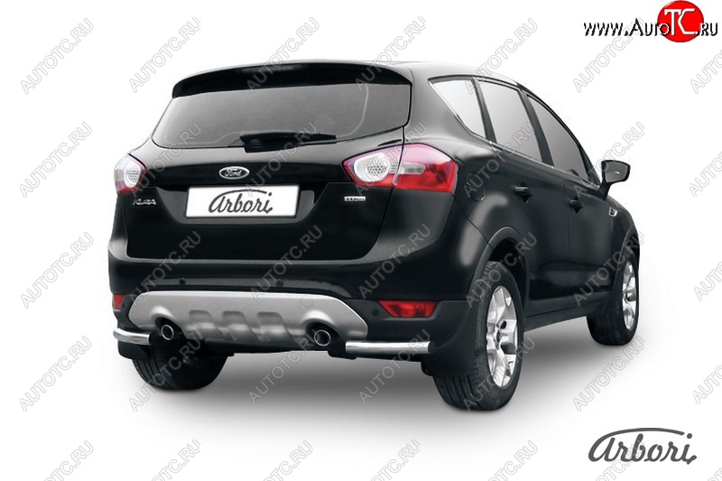 6 389 р. Защита заднего бампера Arbori (уголки, нержавейка, 1 труба d57 mm). Ford Kuga 1 (2008-2013)  с доставкой в г. Вологда