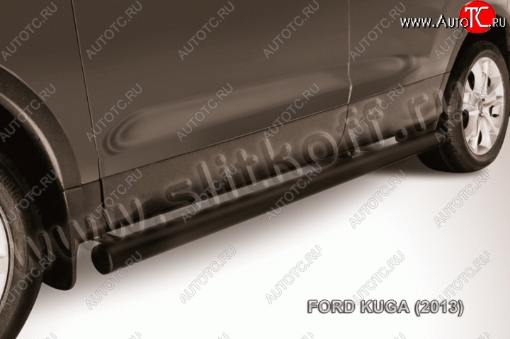 10 599 р. Защита порогов d76 труба Slitkoff Ford Kuga 2 дорестайлинг (2013-2016) (Цвет: серебристый)  с доставкой в г. Вологда