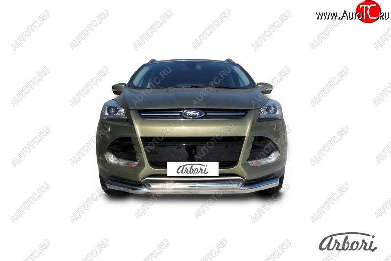 20 519 р. Защита переднего бампера Arbori (нержавейка, 2 трубы d76 и 57 mm) Ford Kuga 2 дорестайлинг (2013-2016)  с доставкой в г. Вологда
