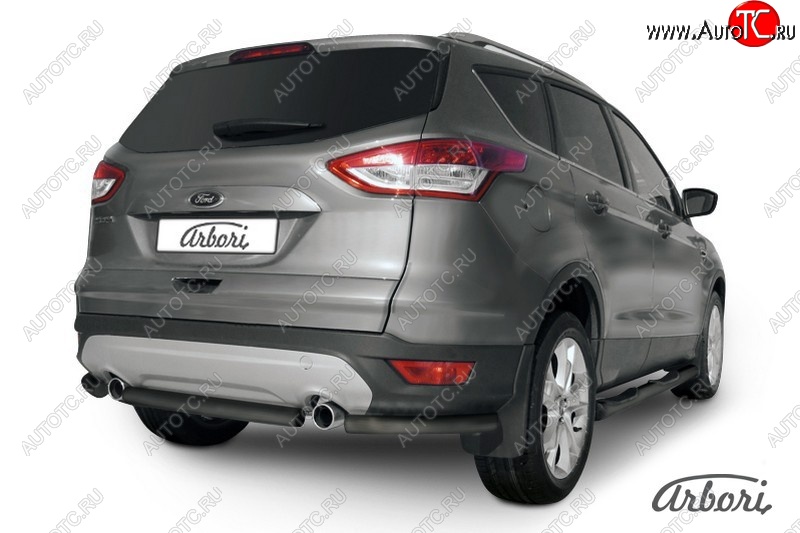 5 399 р. Защита заднего бампера Arbori (черная, 1 труба d57 mm). Ford Kuga 2 дорестайлинг (2013-2016)  с доставкой в г. Вологда