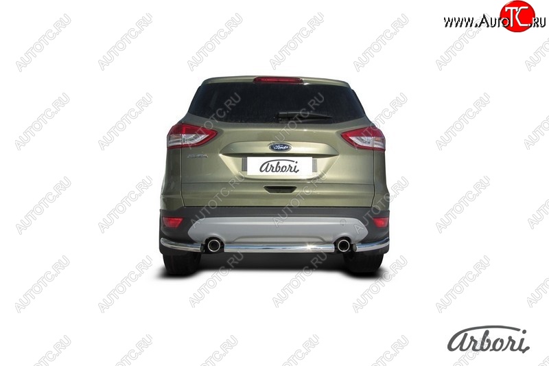6 389 р. Защита заднего бампера Arbori (нержавейка, 1 труба d57 mm). Ford Kuga 2 дорестайлинг (2013-2016)  с доставкой в г. Вологда