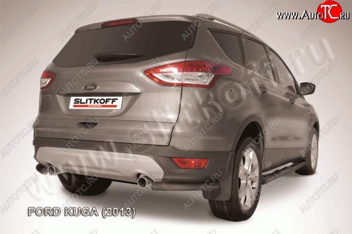 4 549 р. Защита заднего бампера из уголков d57 Slitkoff Ford Kuga 2 дорестайлинг (2013-2016) (Цвет: серебристый)  с доставкой в г. Вологда
