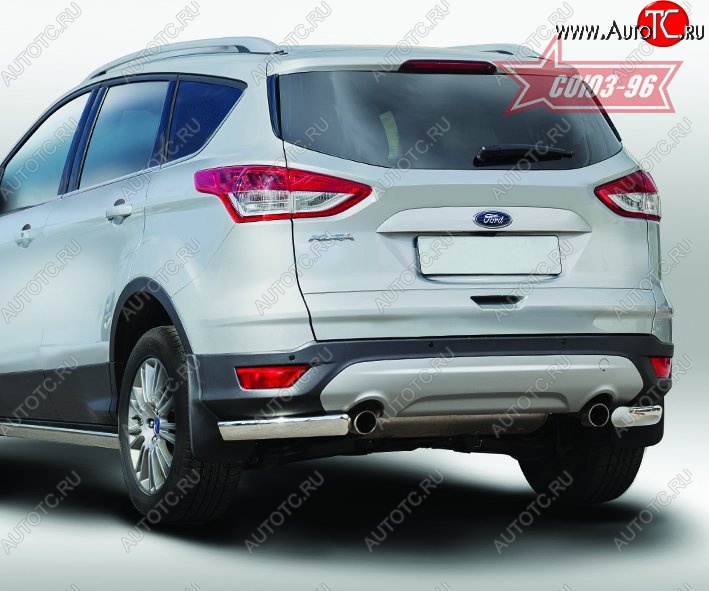 10 799 р. Защита заднего бампера из боковых уголков Souz-96 (d76х42) Ford Kuga 2 дорестайлинг (2013-2016)  с доставкой в г. Вологда