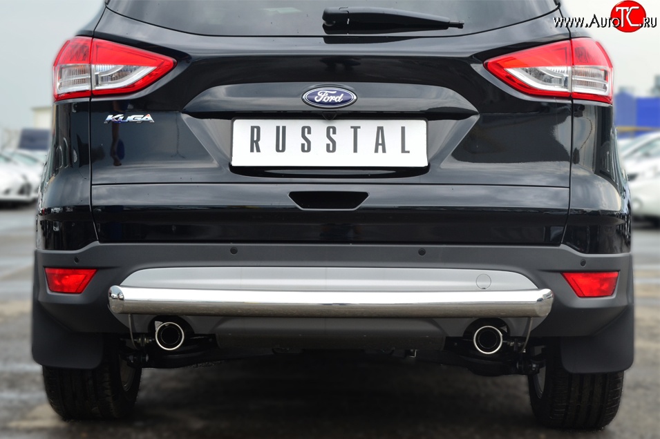 13 949 р. Одинарная защита заднего бампера из трубы диаметром 76 мм SLITKOFF Ford Kuga 2 дорестайлинг (2013-2016)  с доставкой в г. Вологда
