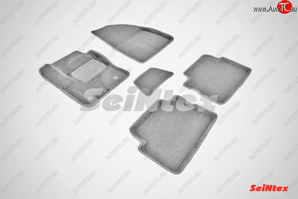 7 049 р. Износостойкие коврики в салон SeiNtex Premium 3D 4 шт. (ворсовые, серые) Ford Kuga 2 дорестайлинг (2013-2016)  с доставкой в г. Вологда