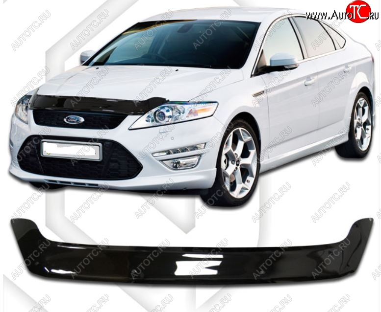 2 079 р. Дефлектор капота CA-Plastic Ford Mondeo Mk4,BD рестайлинг, седан (2010-2014) (Classic черный, Без надписи)  с доставкой в г. Вологда