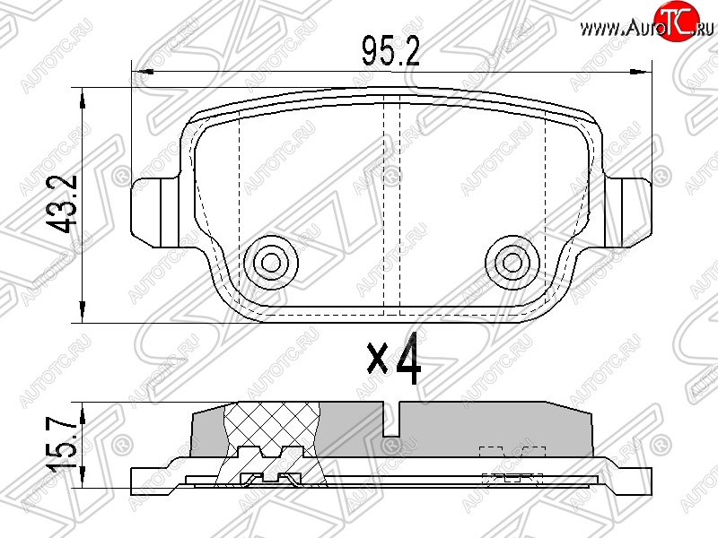 639 р. Колодки тормозные SAT (задние) Ford Mondeo Mk4,BD дорестайлинг, седан (2007-2010)  с доставкой в г. Вологда
