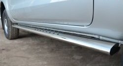 51 899 р. Защита порогов с круглыми вставками для ног из овальной трубы диаметром 120x60 мм SLITKOFF Ford Ranger DoubleCab дорестайлинг (2011-2016)  с доставкой в г. Вологда. Увеличить фотографию 3