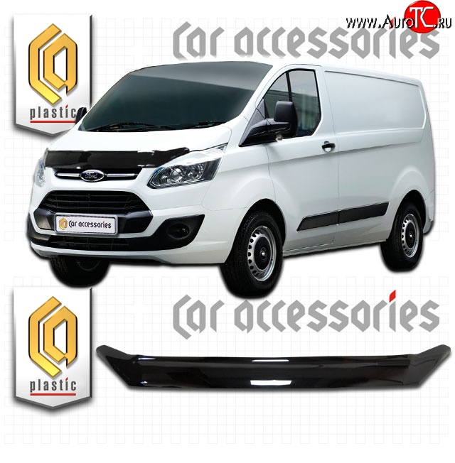 1 999 р. Дефлектор капота CA-Plastic Ford Tourneo Custom дорестайлинг (2012-2018) (Classic черный, Без надписи)  с доставкой в г. Вологда