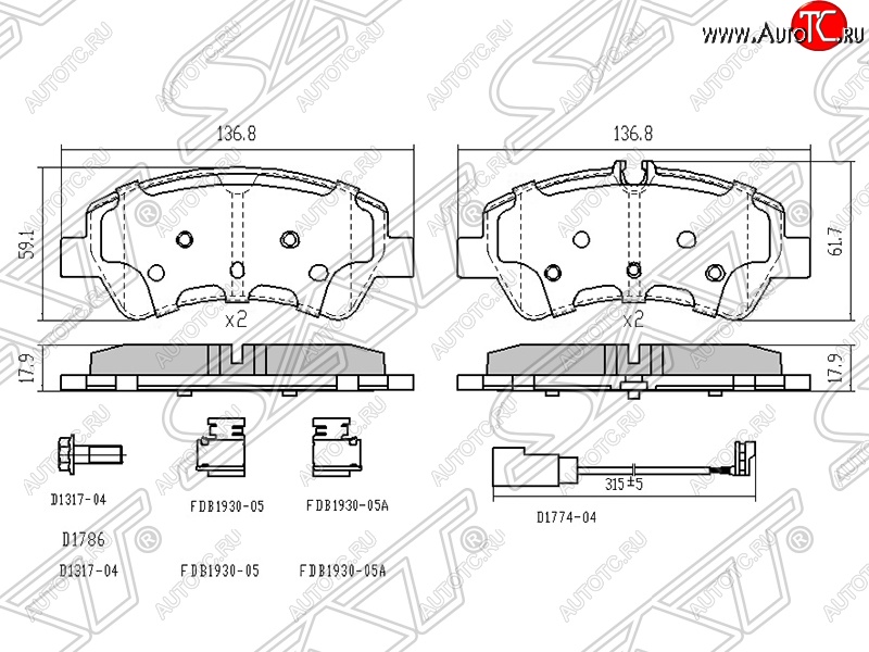 1 449 р. Колодки тормозные SAT (задние) Ford Tourneo Connect 2 дорестайлинг (2013-2018)  с доставкой в г. Вологда