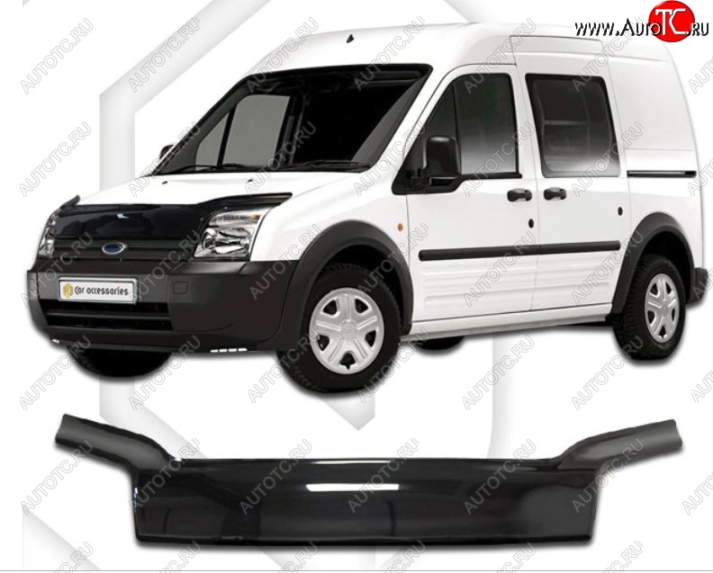 2 599 р. Дефлектор капота CA-Plastiс exclusive  Ford Tourneo Connect (2002-2013) дорестайлинг (Classic черный, Без надписи)  с доставкой в г. Вологда