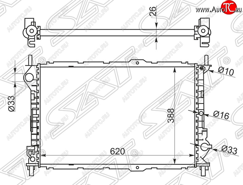 7 949 р. Радиатор двигателя SAT (пластинчатый, МКПП, без кондиционера) Ford Transit цельнометаллический фургон дорестайлинг (2000-2006)  с доставкой в г. Вологда