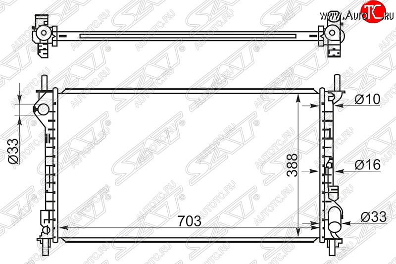 5 999 р. Радиатор двигателя SAT (пластинчатый, МКПП) Ford Transit цельнометаллический фургон дорестайлинг (2000-2006)  с доставкой в г. Вологда