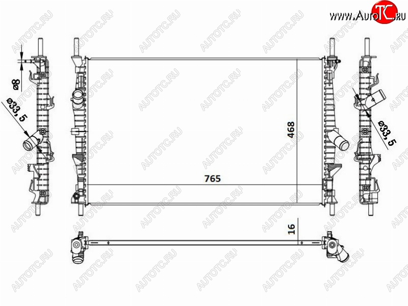 6 699 р. Радиатор двигателя SAT (пластинчатый, МКПП/АКПП, 2.0/2.2) Ford Transit цельнометаллический фургон (2014-2022)  с доставкой в г. Вологда