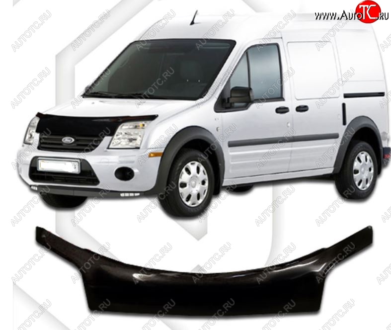 2 399 р. Дефлектор капота CA-Plastiс exclusive Ford Transit Connect (2002-2009) (Classic черный, Без надписи)  с доставкой в г. Вологда