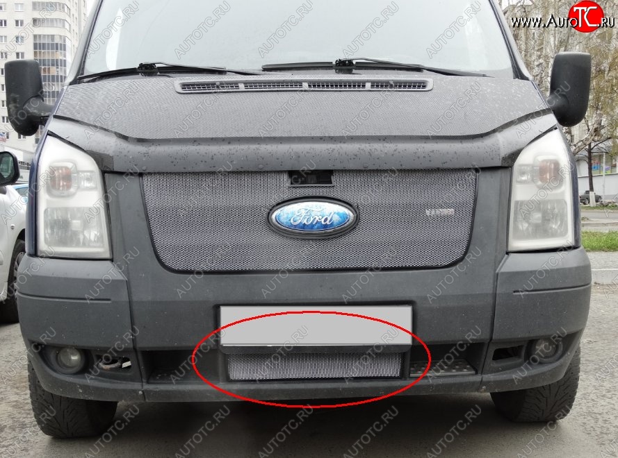 1 539 р. Нижняя защитная сетка на бампер (рестайлинг) Russtal (хром) Ford Transit цельнометаллический фургон (2006-2014)  с доставкой в г. Вологда