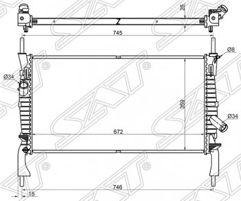 Радиатор двигателя SAT (трубчатый, 2.2TD / 2.3 / 2.4TD, МКПП) Ford Transit (2006-2014) цельнометаллический фургон