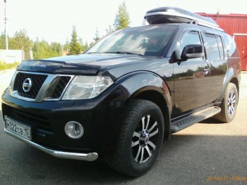 1 999 р. Дефлектор капота CA-Plastiс  Nissan Pathfinder  R51 (2009-2014) рестайлинг (Classic черный, Без надписи)  с доставкой в г. Вологда. Увеличить фотографию 3