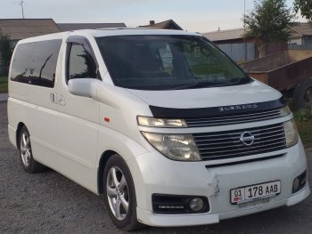 1 899 р. Дефлектор капота CA-Plastic  Nissan Elgrand  2 (2004-2010) рестайлинг (серия Classic черный, Без надписи)  с доставкой в г. Вологда. Увеличить фотографию 2
