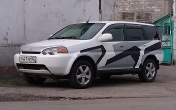 2 399 р. Дефлектор капота CA-Plastiс  Honda HR-V ( GH1,GH2,  GH3, GH4,  GH1, GH2) (1998-2005) дорестайлинг 3 дв., дорестайлинг 5 дв., рестайлинг 3 дв., рестайлинг 5 дв. (Шелкография серебро)  с доставкой в г. Вологда. Увеличить фотографию 2