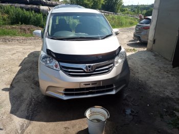 1 899 р. Дефлектор капота (GB3) CA-Plastic  Honda Freed  GB3,GB4 (2008-2011) минивэн дорестайлинг (Classic черный, Без надписи)  с доставкой в г. Вологда. Увеличить фотографию 2