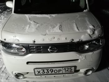 1 999 р. Дефлектор капота CA-Plastiс  Nissan Cube  3 (2008-2025) (Classic прозрачный, Без надписи)  с доставкой в г. Вологда. Увеличить фотографию 3