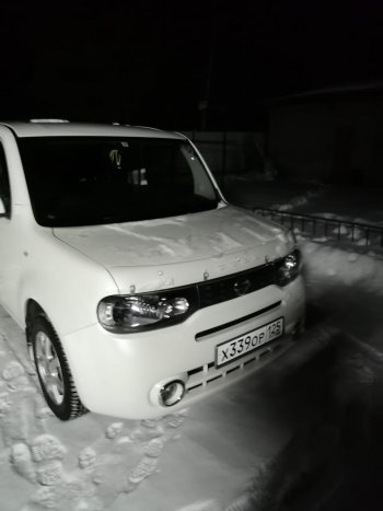 1 999 р. Дефлектор капота CA-Plastiс  Nissan Cube  3 (2008-2025) (Classic прозрачный, Без надписи)  с доставкой в г. Вологда. Увеличить фотографию 2