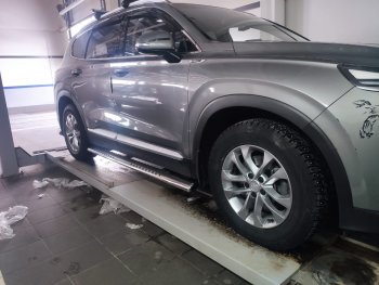 19 399 р. Пороги из трубы 120х60 овал с проступью Russtal Hyundai Santa Fe TM дорестайлинг (2018-2021)  с доставкой в г. Вологда. Увеличить фотографию 4