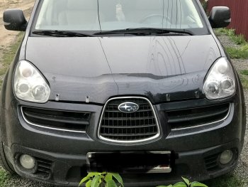 2 299 р. Дефлектор капота CA-Plastiс  Subaru Tribeca (2005-2007) (Шелкография черная)  с доставкой в г. Вологда. Увеличить фотографию 3