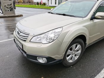 2 199 р. Дефлектор капота CA-Plastiс  Subaru Outback ( BR/B14,  BR,) (2009-2015) дорестайлинг универсал, B14)  рестайлинг универсал (Шелкография серебро)  с доставкой в г. Вологда. Увеличить фотографию 3
