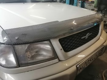 2 399 р. Дефлектор капота CA-Plastiс  Subaru Forester  SF (1997-2000) дорестайлинг (Шелкография карбон-серебро)  с доставкой в г. Вологда. Увеличить фотографию 2