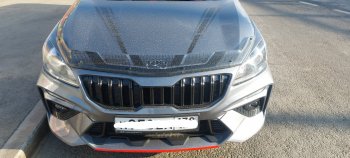 2 199 р. Дефлектор капота CA-Plastiс  KIA Rio  4 FB (2016-2025) дорестайлинг седан, рестайлинг седан (Серия Art черная)  с доставкой в г. Вологда. Увеличить фотографию 3