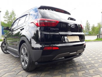 7 199 р. Защита заднего бампера из трубы d57 Slitkoff (радиусная) Hyundai Creta GS дорестайлинг (2015-2019) (Цвет: серебристый)  с доставкой в г. Вологда. Увеличить фотографию 5