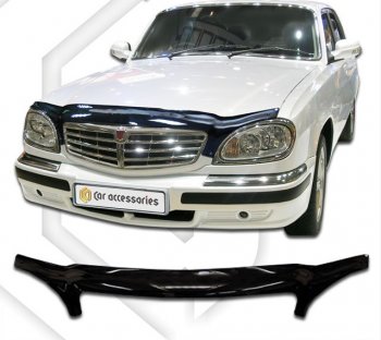 2 199 р. Дефлектор капота CA-Plastic ГАЗ 31105 Волга дорестайлинг (2003-2007) (серия Classic черный)  с доставкой в г. Вологда. Увеличить фотографию 2